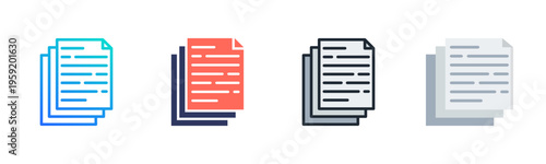 Document icon set multiple style collection