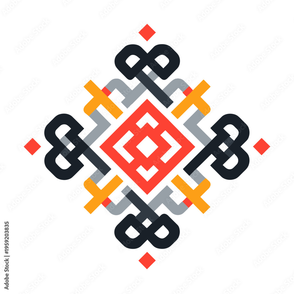 Obraz premium Minimalist Songket Pattern Vector Icon