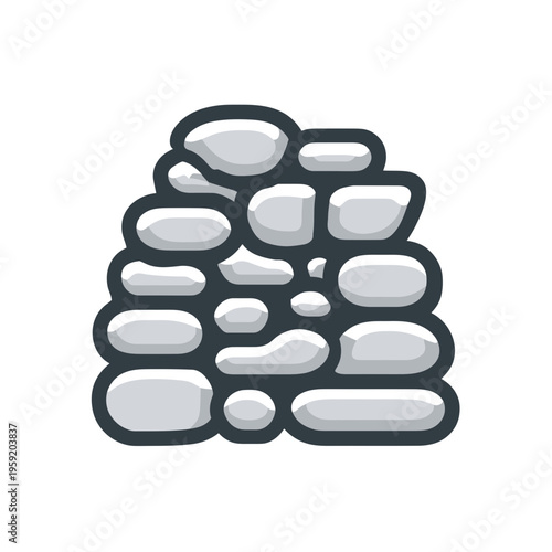 Minimalist Stone Wall Icon Isolated