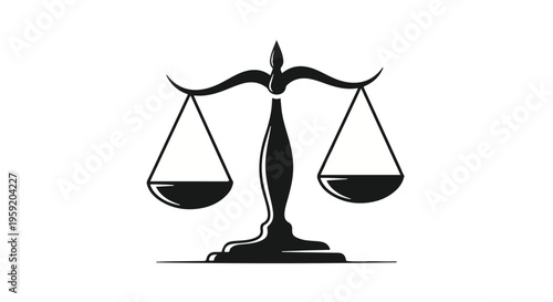 Symbol of justice and balance, scales of law in clear silhouette