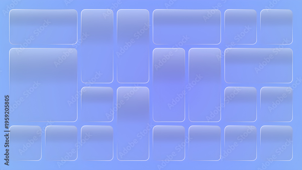 Obraz premium Blue gradient background with multiple rectangular shapes and white outlines arranged in a grid pattern