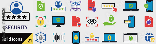 Collection of security icons with flat design vector illustration