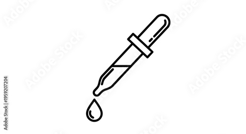 Dropper with Falling Drop, Science and Medical Icon, Laboratory Equipment