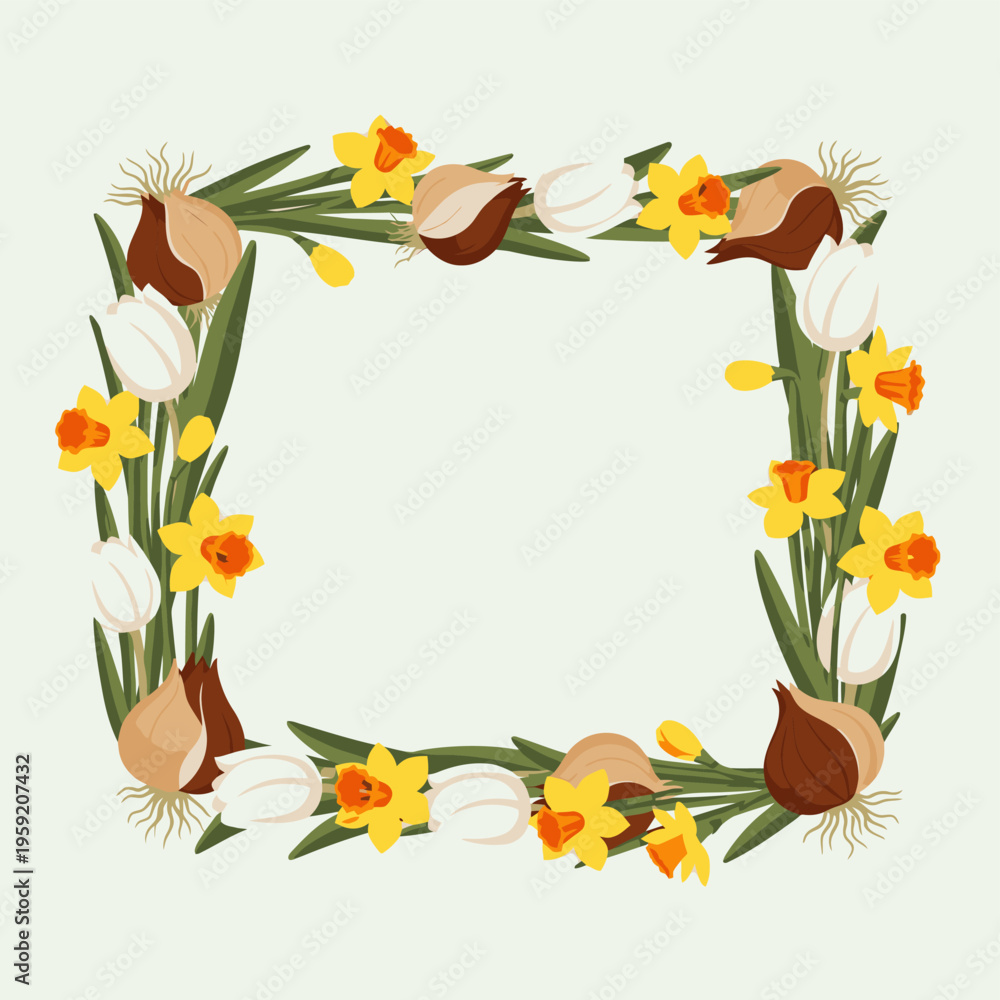 Fototapeta premium Easter eggs and spring flowers decoration.