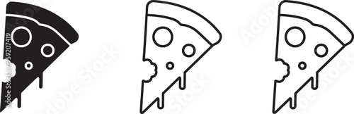 Black and white pizza slices with different shading