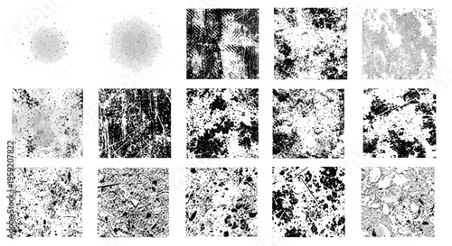 Grungy Texture Collage: Ink Splatters, Scratches, and Abstract Grunge Backgrounds