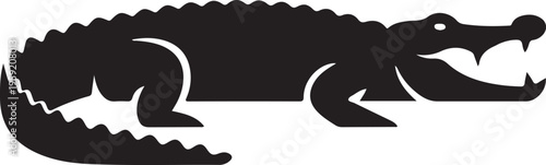Vector illustration of a black and white dinosaur