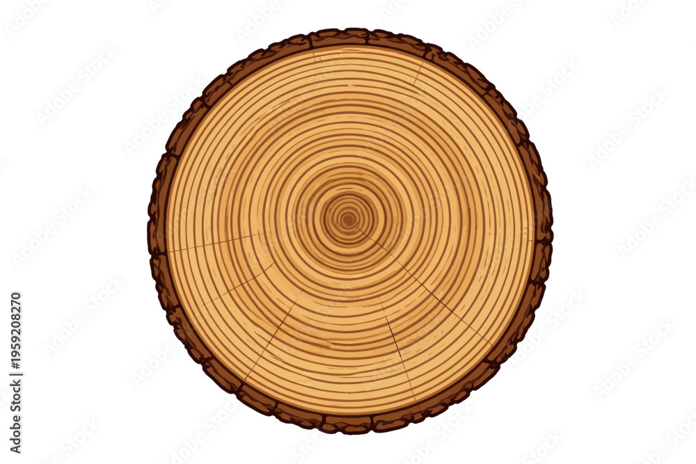 Fototapeta premium Cross section of tree trunk with detailed annual rings for growth and nature study