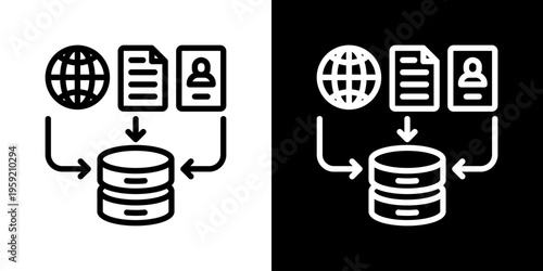 Data Gathering icon set multiple style collection