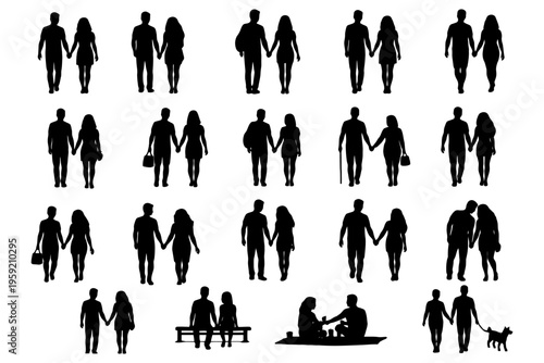 Silhouettes of diverse human figures in various activities and poses.