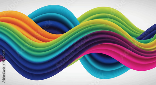 A vibrant, wavy, multicolored vector graphic illustration with a textured, fabric-like appearance
