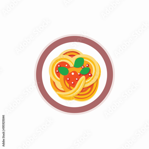 Spaghetti Plate Icon Vector. Italian Food Design