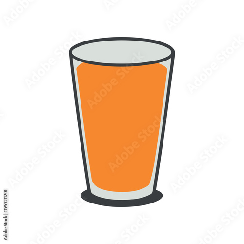 Fruit Juice in Glass Icon. Healthy Beverage Vector Illustration.