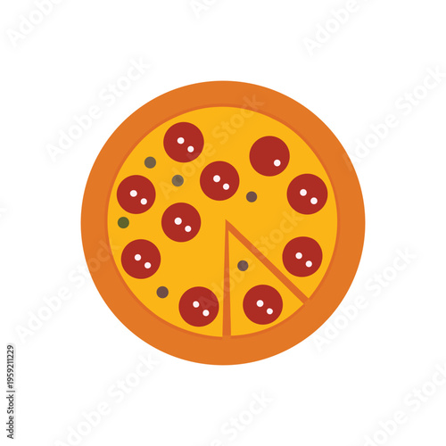 Premium Pizza Vector Icon. Modern Flat Fast Food Illustration Design.