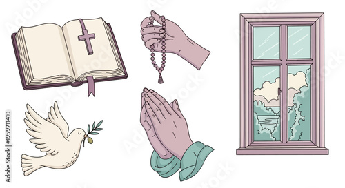 Symbolic representation of faith, spirituality, and prayer in everyday life