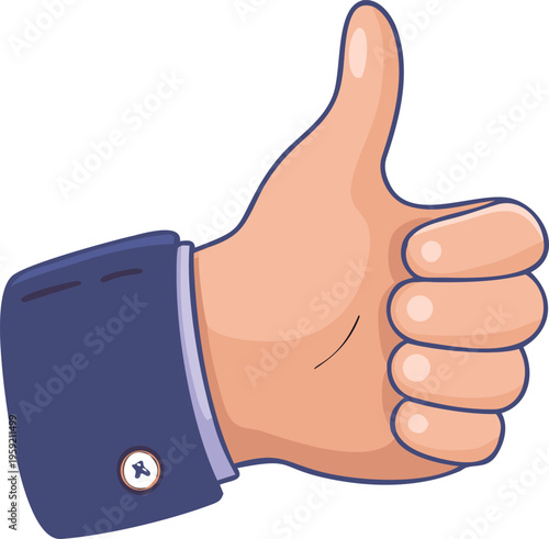 Cartoon hand giving a thumbs up gesture of approval