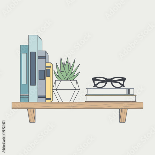 Glasses on stack of books.