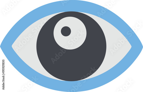 Stylized eye icon incorporating yin and yang symbolism within