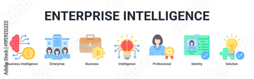 Enterprise Intelligence web banner icon vector illustration with Business Intelligence,Enterprise,Business,Intelligence,Professional,Identity,and Solution