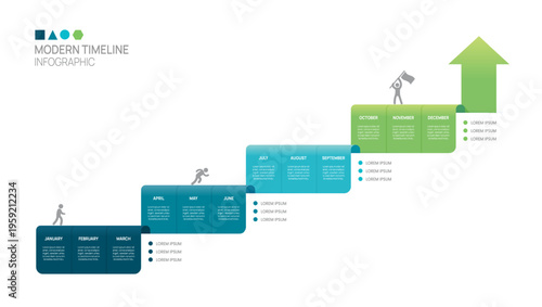 Business step timeline infographic arrow template. Modern milestone element timeline diagram calendar and 4 quarter topics, vector infographics.