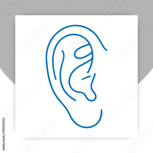 Anatomy of Sound: A minimalist, clean illustration of a human ear, presented in a simple, elegant outline.