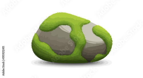 Moss covered rock stone outdoors.