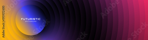 3D colorful abstract background overlap layer on dark space with circles effect decoration. Modern graphic design element cutout style concept for web banner, art, flyer, card, or brochure cover