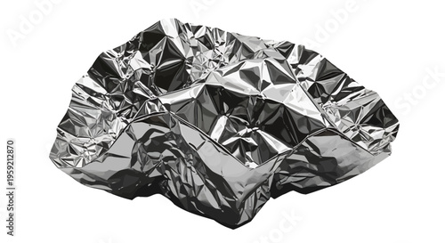 Crumpled aluminum foil food wrapper closeup.