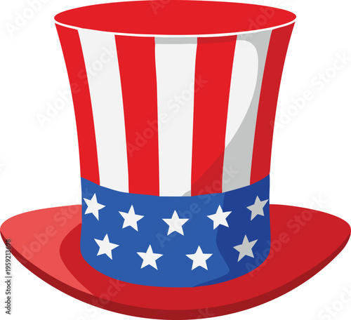 A brightly colored uncle sam hat with stars and stripes