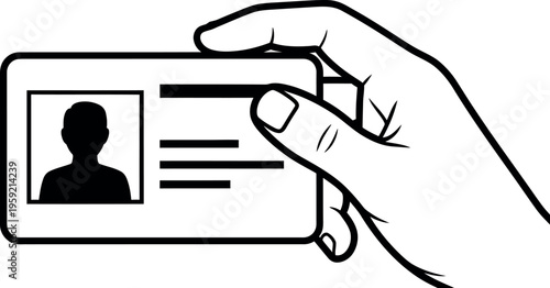 A hand holding an identification card with a silhouette