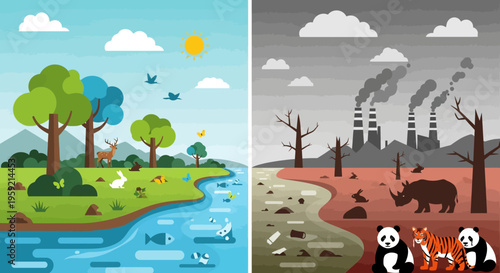 Environmental pollution and conservation concept