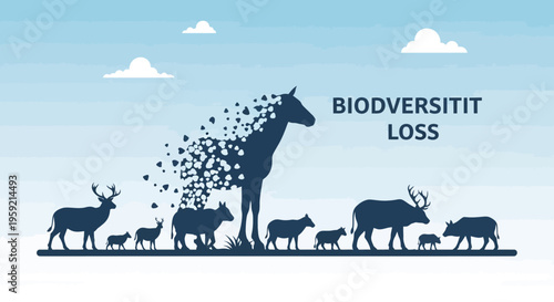 Biodiversity Loss Concept with Animal Silhouettes
