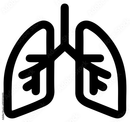 Minimalistic line icon of lungs and trachea for health and medical concepts symbolizing breathing and respiratory system