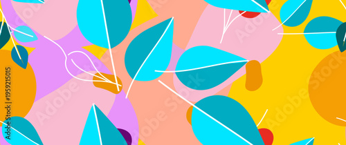 Bold Leaf Pattern. Tropical Leaf. Modern Motif. Jungle Print. Foliage Summer Seamless Pattern. Trending Vector Background. Artistic Botanical Surface. Abstract Plant. Bright Fashion. Contrast Drawing.