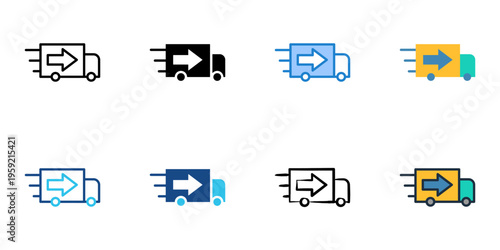 Dispatch icons set multiple style collection. Editable stroke 
