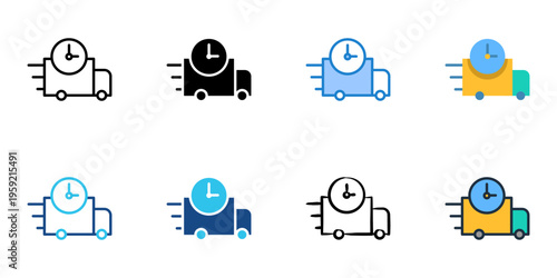 Delivery window icons set multiple style collection. Editable stroke 

