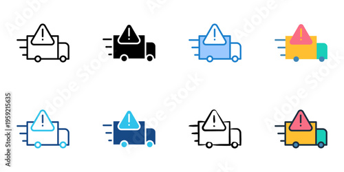 Late delivery icons set multiple style collection. Editable stroke 
