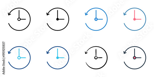 Countdown icons set multiple style collection. Editable stroke 
