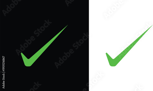 Green checkmarks on black and white backgrounds