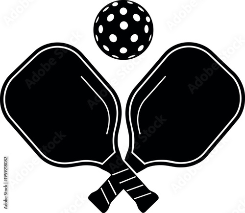 Table tennis ping pong paddles and ball line icon
