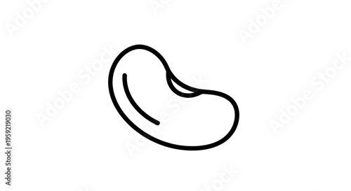 Simple Line Art Icon of a Single Bean on White Background