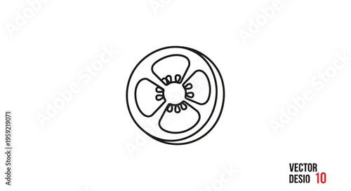 Simple Line Art Icon of a Tomato Slice, Fresh Healthy Food Ingredient