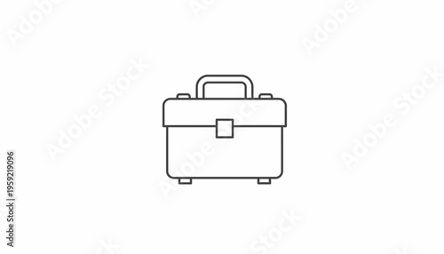 Simple Line Art Icon of a Toolbox, Isolated on White Background