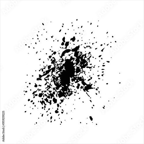 Black ink splatter collection isolated on white background. Abstract paint splash set with various shapes and textures, suitable for grunge design, artistic backgrounds, overlays, and creative graphic