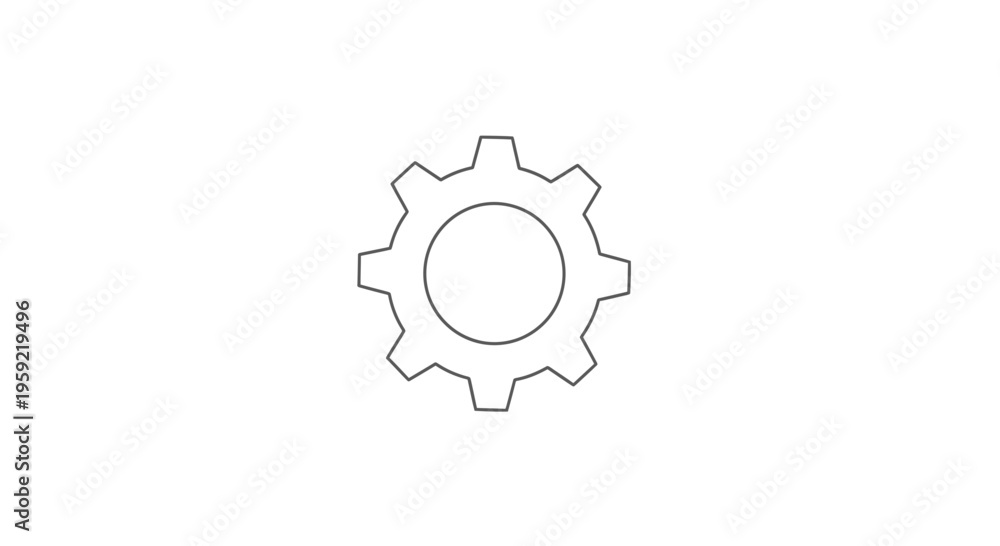 Fototapeta premium Simple Gear Icon Outline, Cogwheel Symbol, Engineering and Mechanics Concept