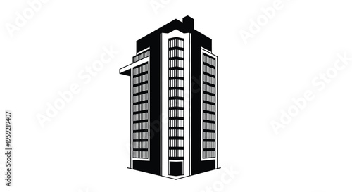 Modern high-rise building with sleek design and tall structure