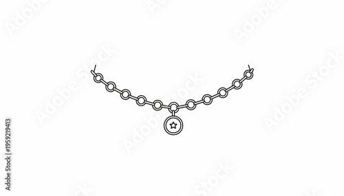 Simple Chain Necklace with Star Pendant - Line Art Illustration