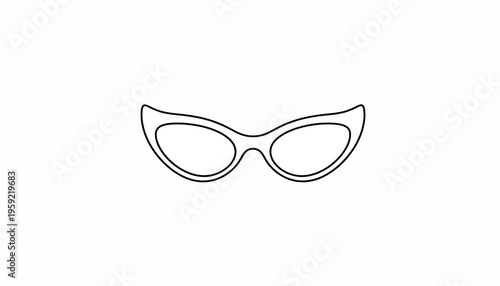 Retro Cat-Eye Sunglasses Outline Icon, Vintage Eyewear Symbol, Fashion Accessory