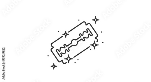 Sharp Razor Blade with Sparkling Stars Icon - Clean Shave, Grooming, Sharpness Concept