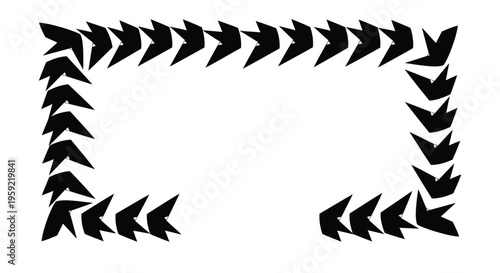 Black vector graphic border frame composed of multiple directional arrow shapes forming a closed shape outline